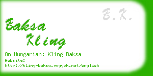 baksa kling business card